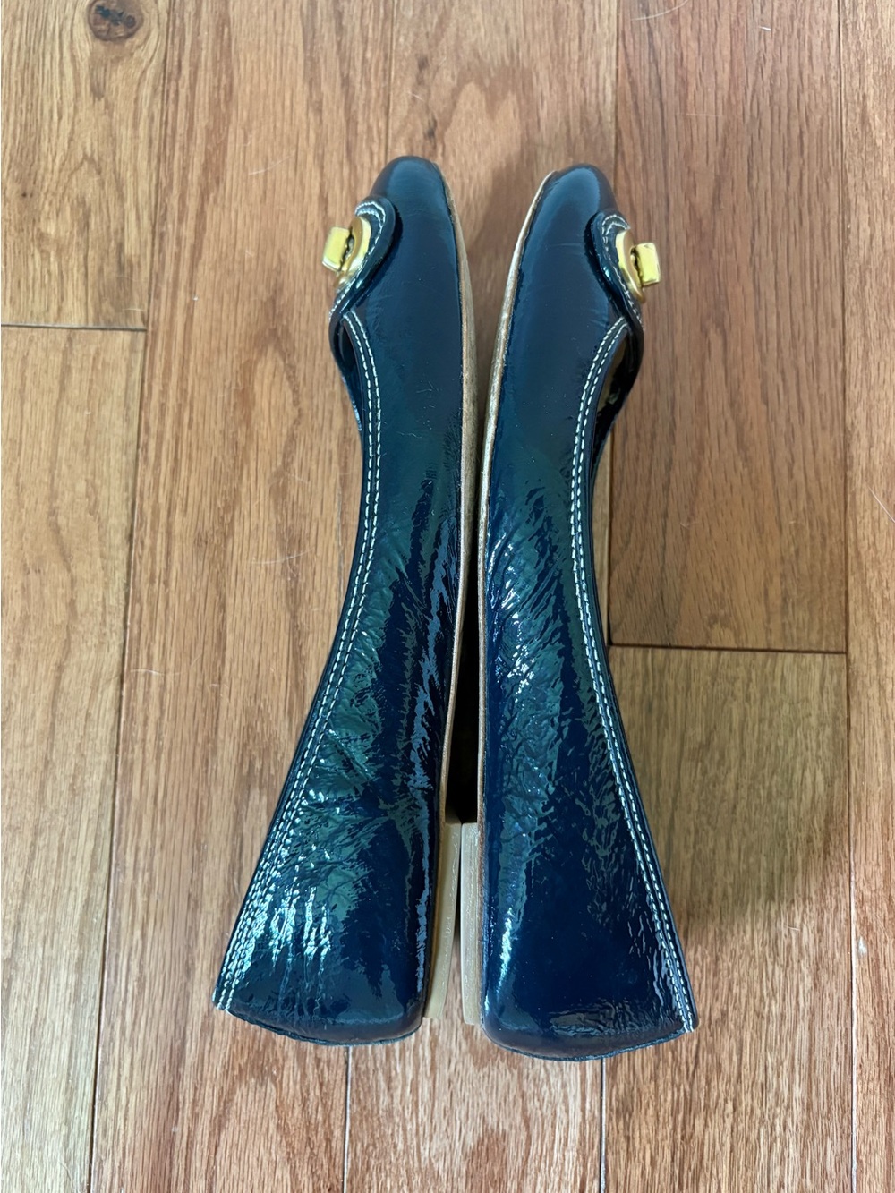 COACH Women's Navy Patent Leather Turnlock Ballet Flat - Picture 3 of 8